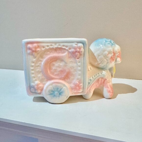 Vintage 1960s Baby Lamb Ceramic Letter Block Planter - Picture 4 of 11
